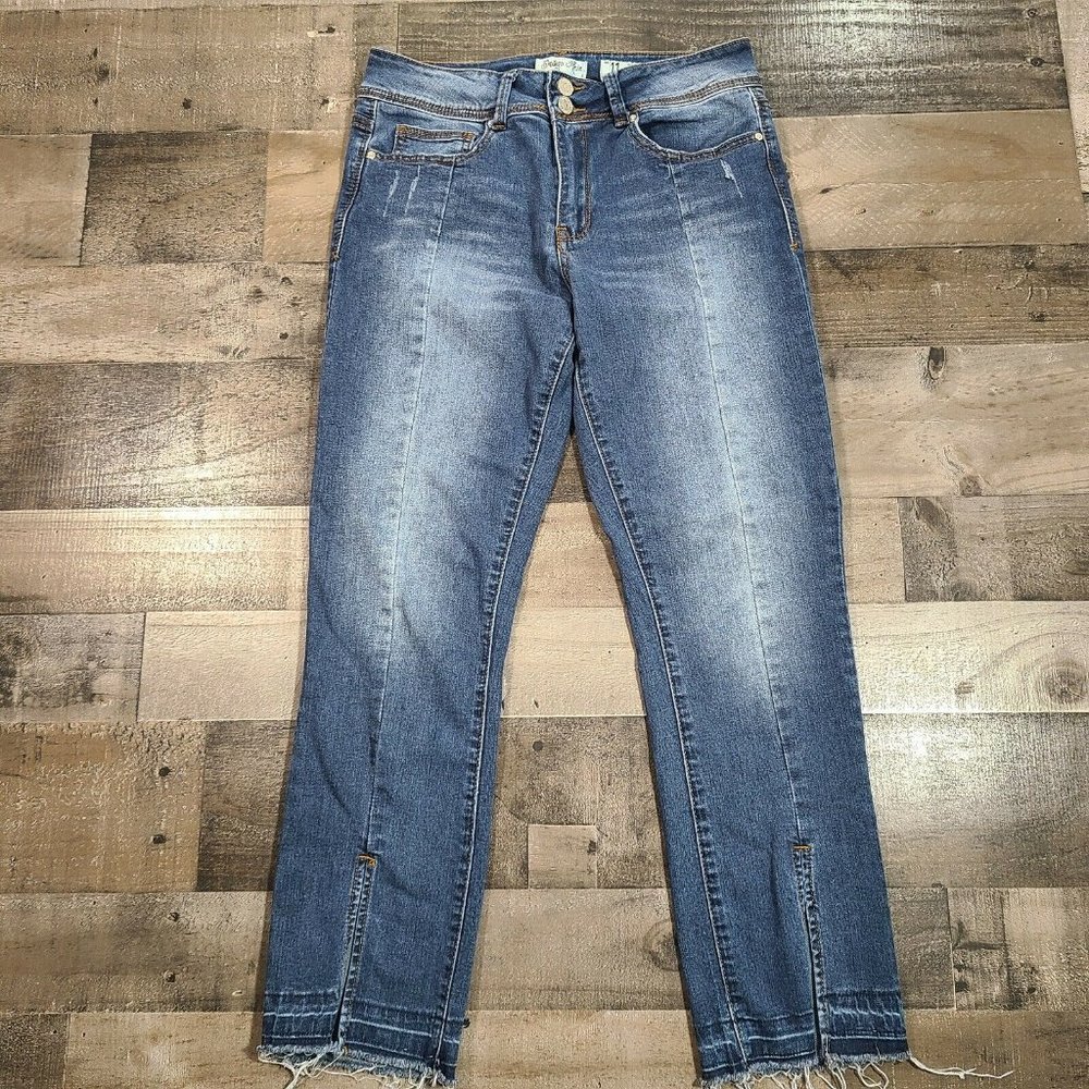 Indigo Rein Jeans Juniors 11 Mid-Rise Straight Ankle Womens Stone Blue Denim